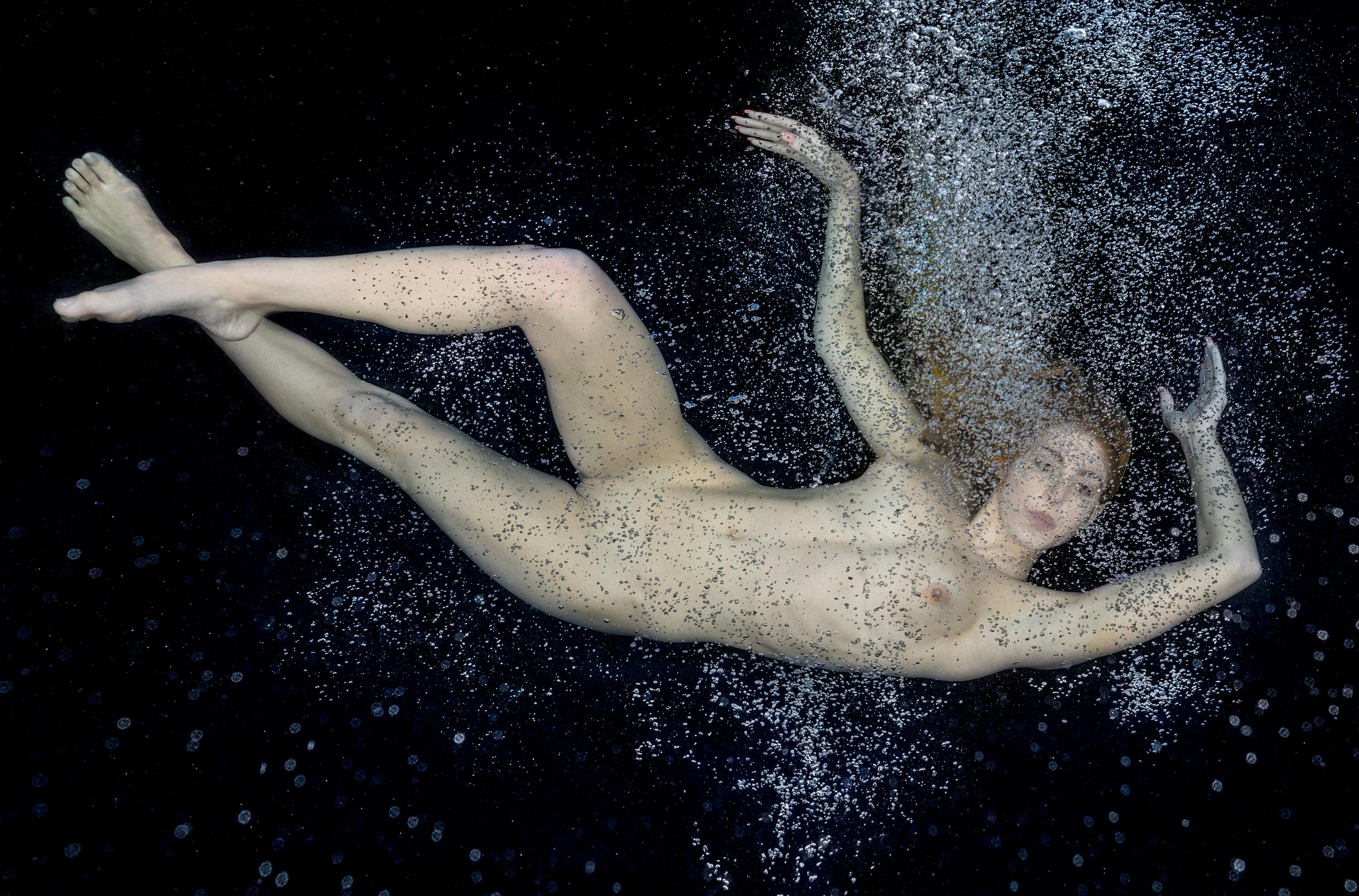Silver Rain - underwater nude photograph - archival pigment print 23x35