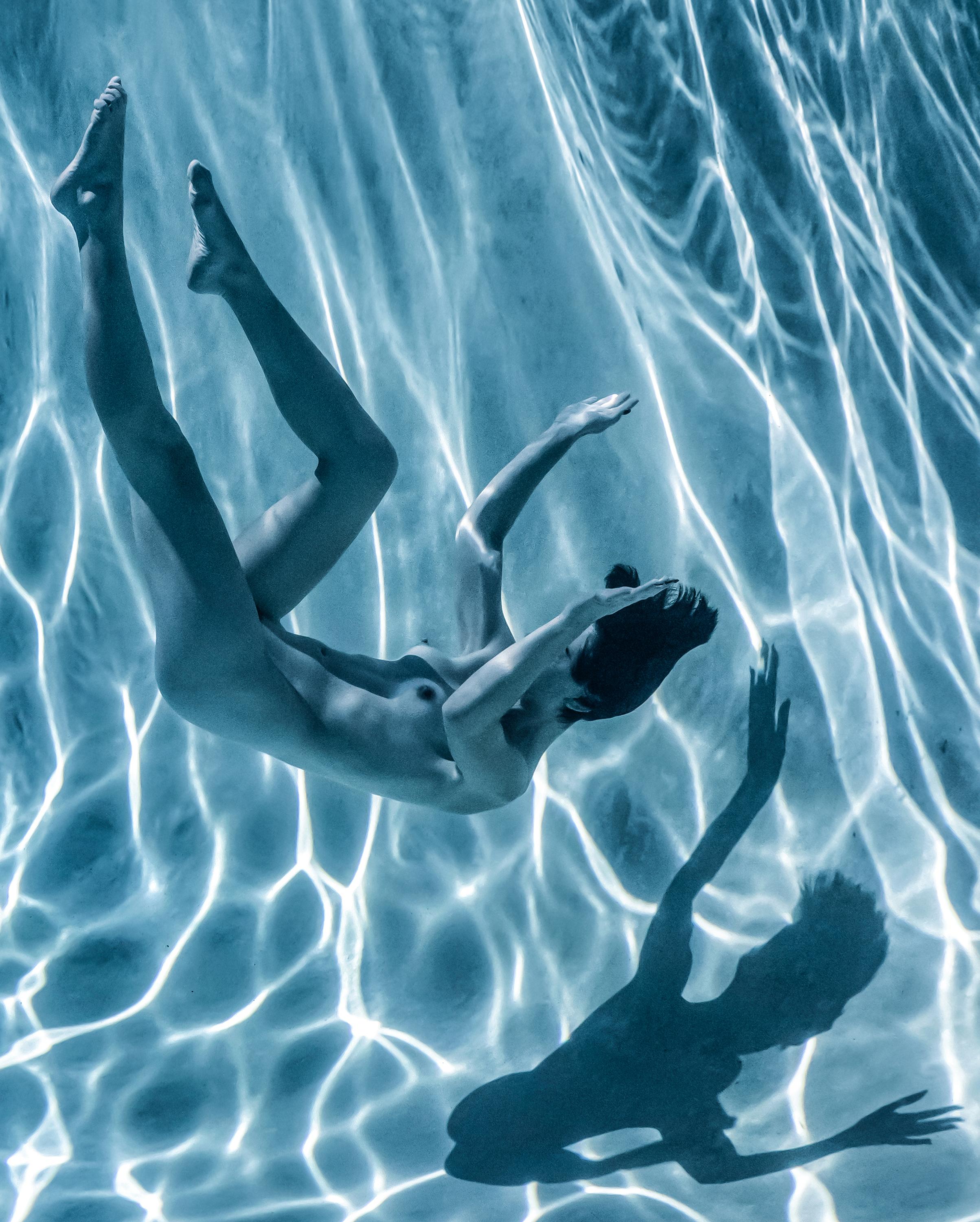 Slow Motion (blue) - underwater nude photograph - archival pigment print - Photograph by Alex Sher