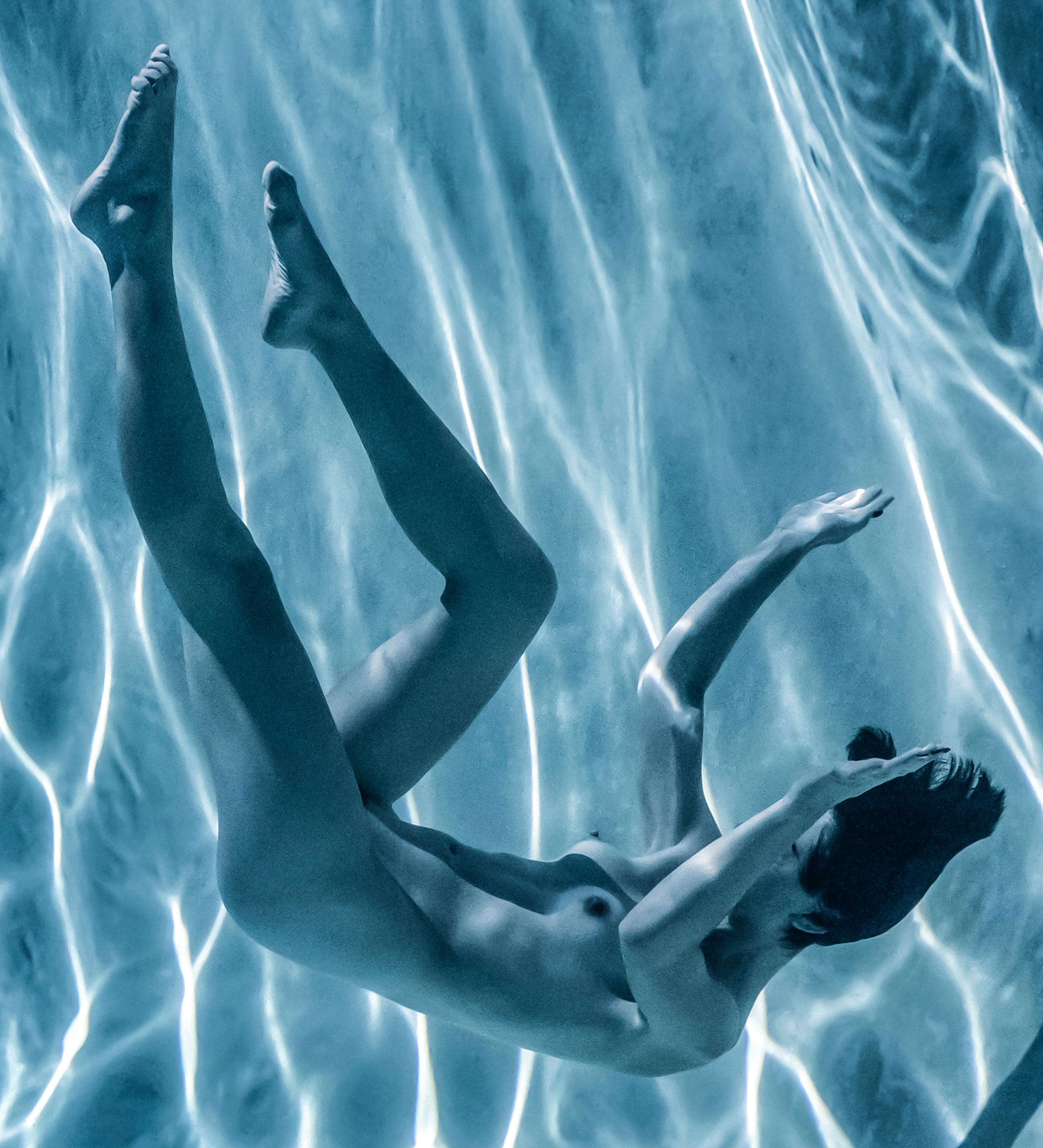 Slow Motion (blue) - underwater nude photograph - archival pigment print - Contemporary Photograph by Alex Sher