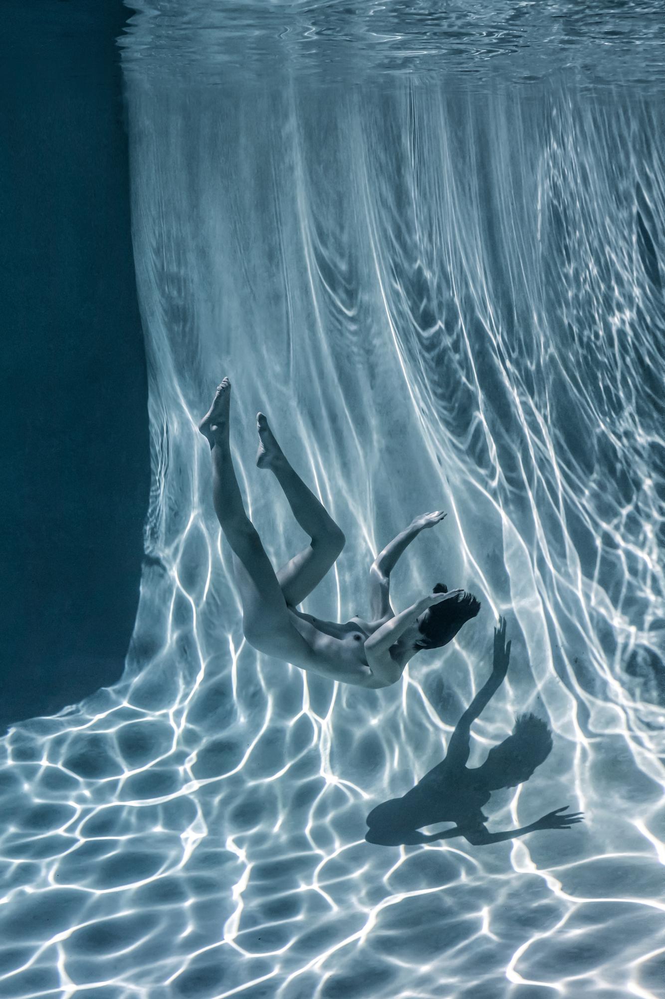 Alex Sher Black and White Photograph - Slow Motion (blue) - underwater nude photograph - archival pigment print