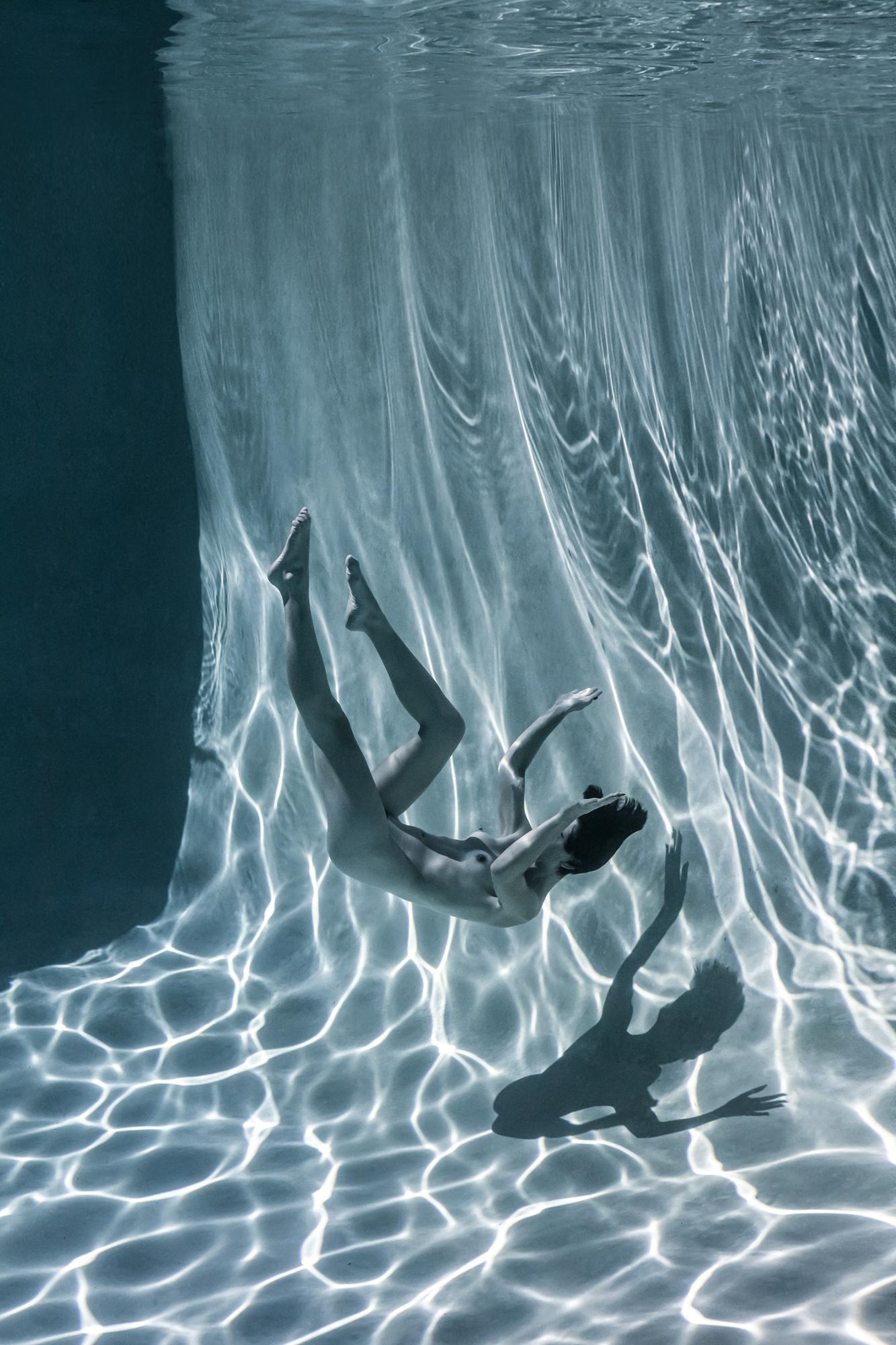 Alex Sher Figurative Photograph - Slow Motion  - underwater nude photograph - print on aluminum 36x24"