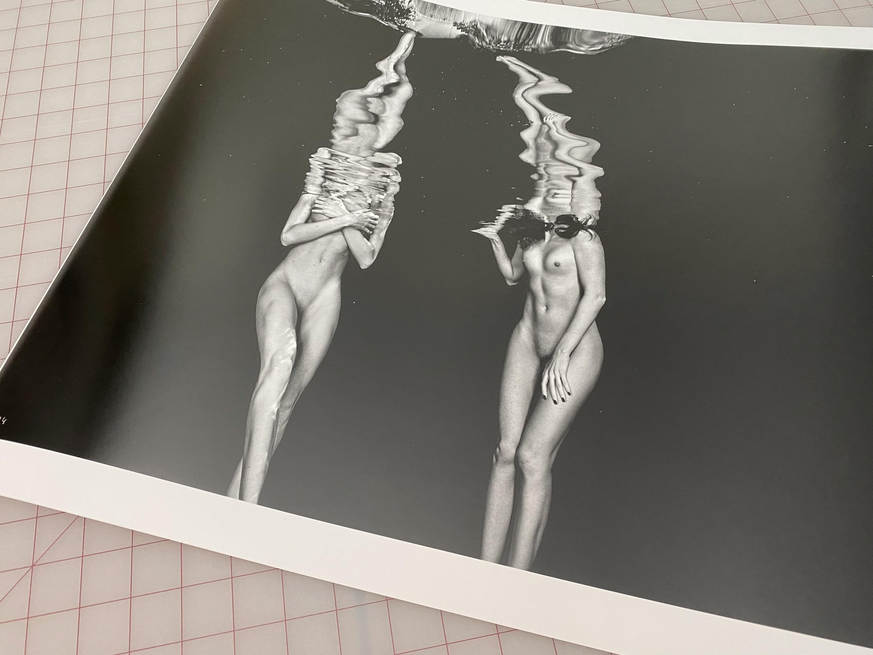 Small Talk - underwater black & white nude photograph - archival pigment 24x35