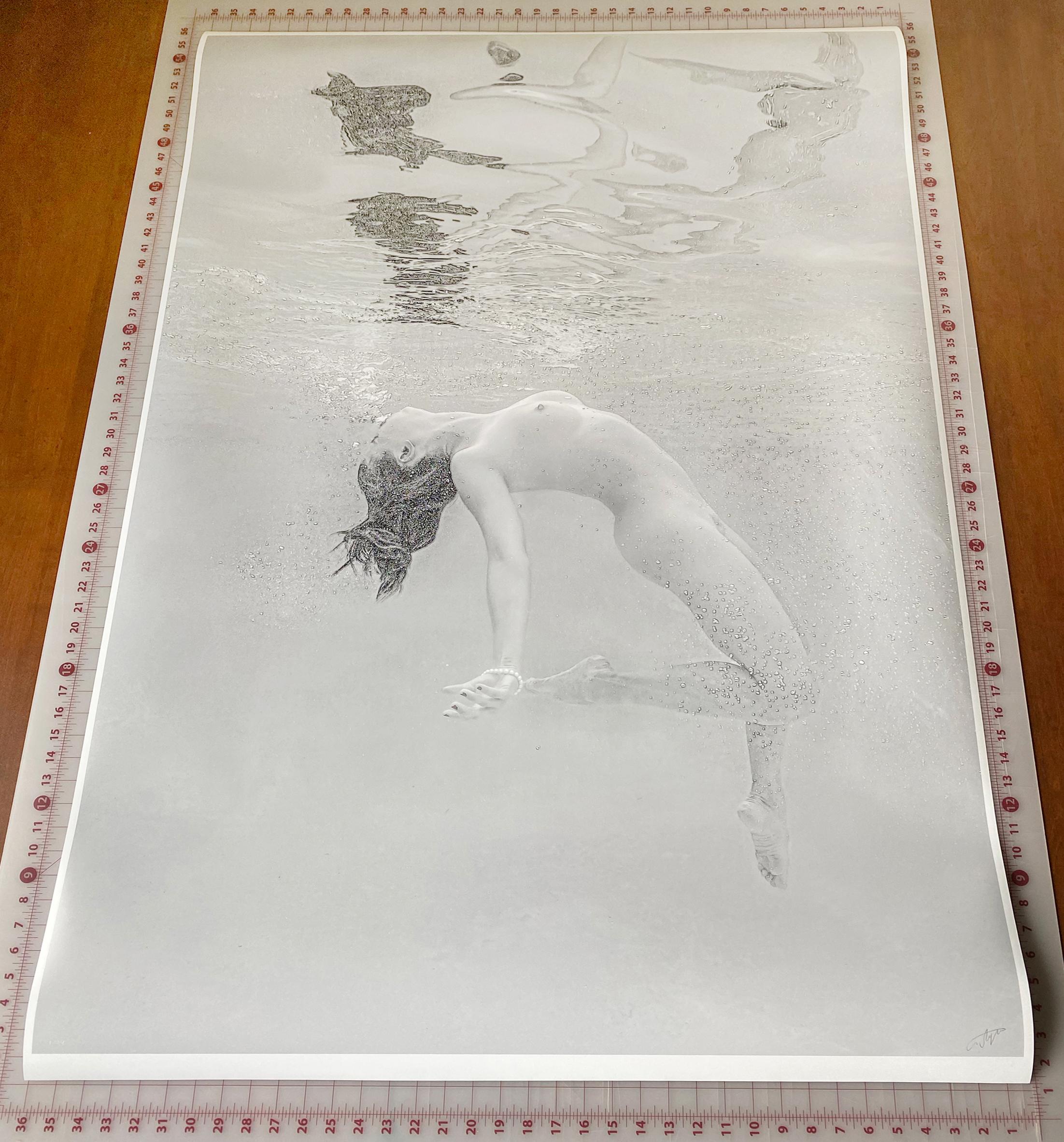 Soft Dance - underwater black & white nude photograph - archival pigment 52x35