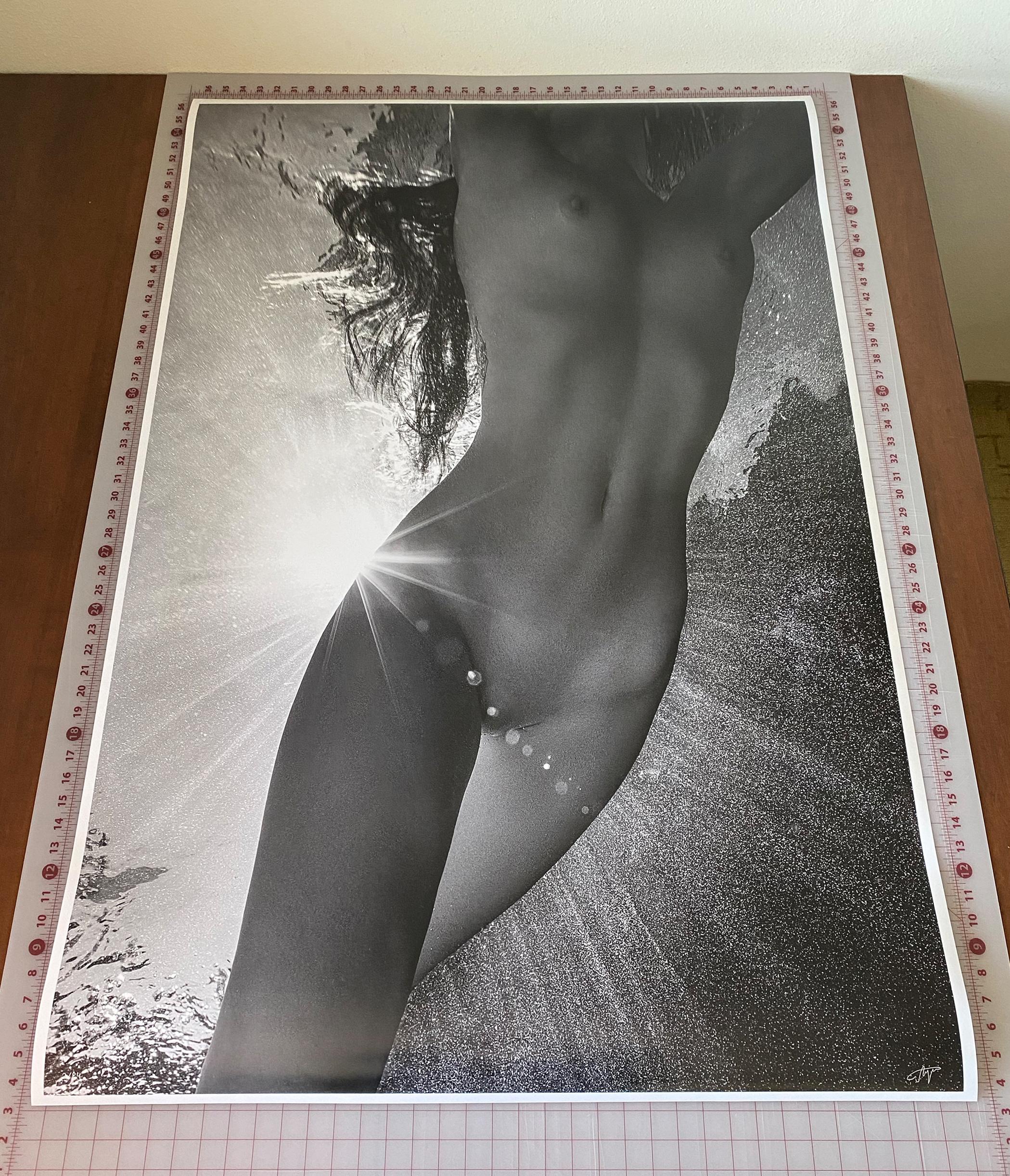 Sunbeams - underwater black & white nude photograph - archival pigment 65x43