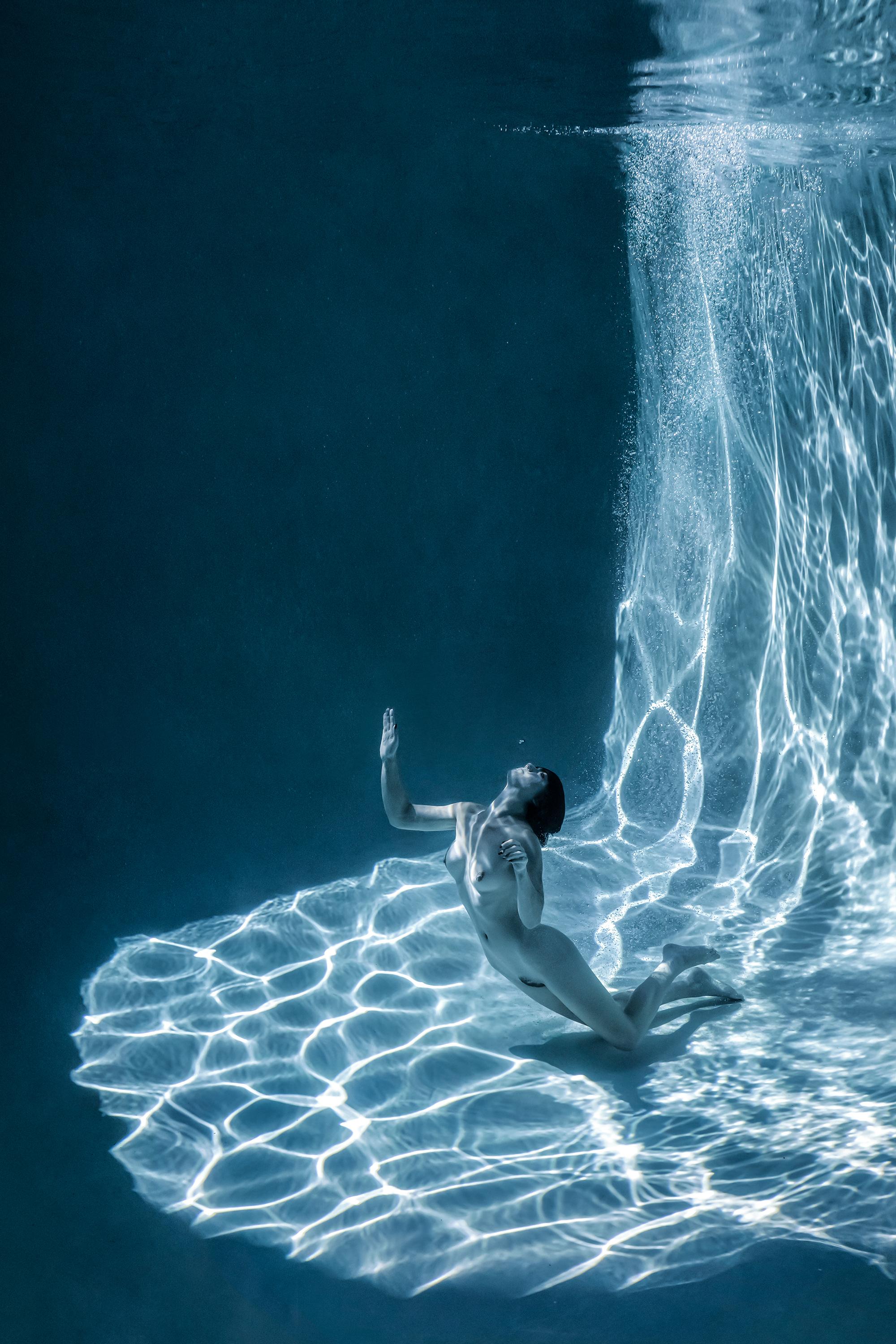 Alex Sher Nude Photograph - Sweet Air  (blue) - underwater nude photograph - archival pigment print