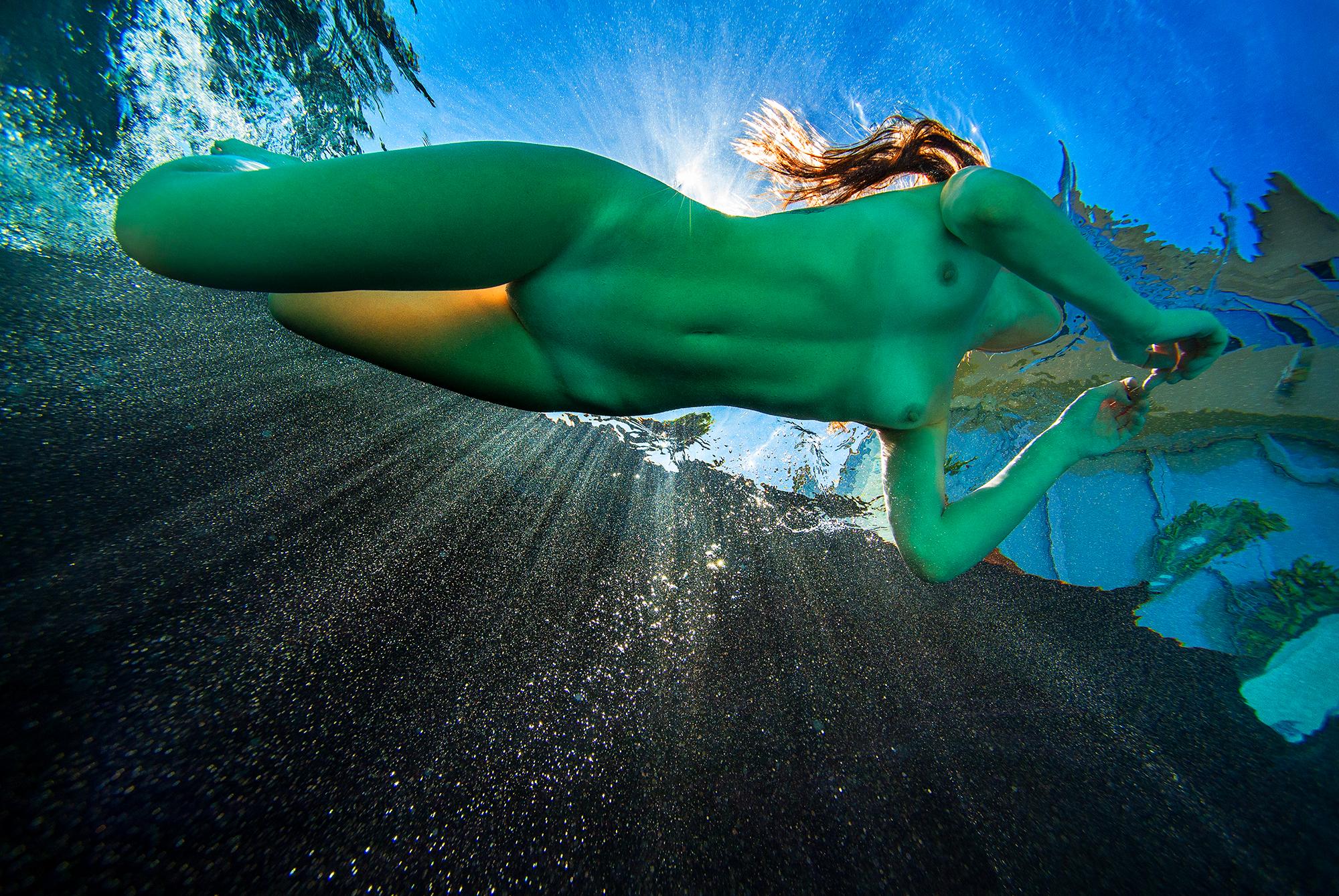 Alex Sher Figurative Photograph - The Real Mermaid - underwater nude photograph - print on aluminum 24x36"