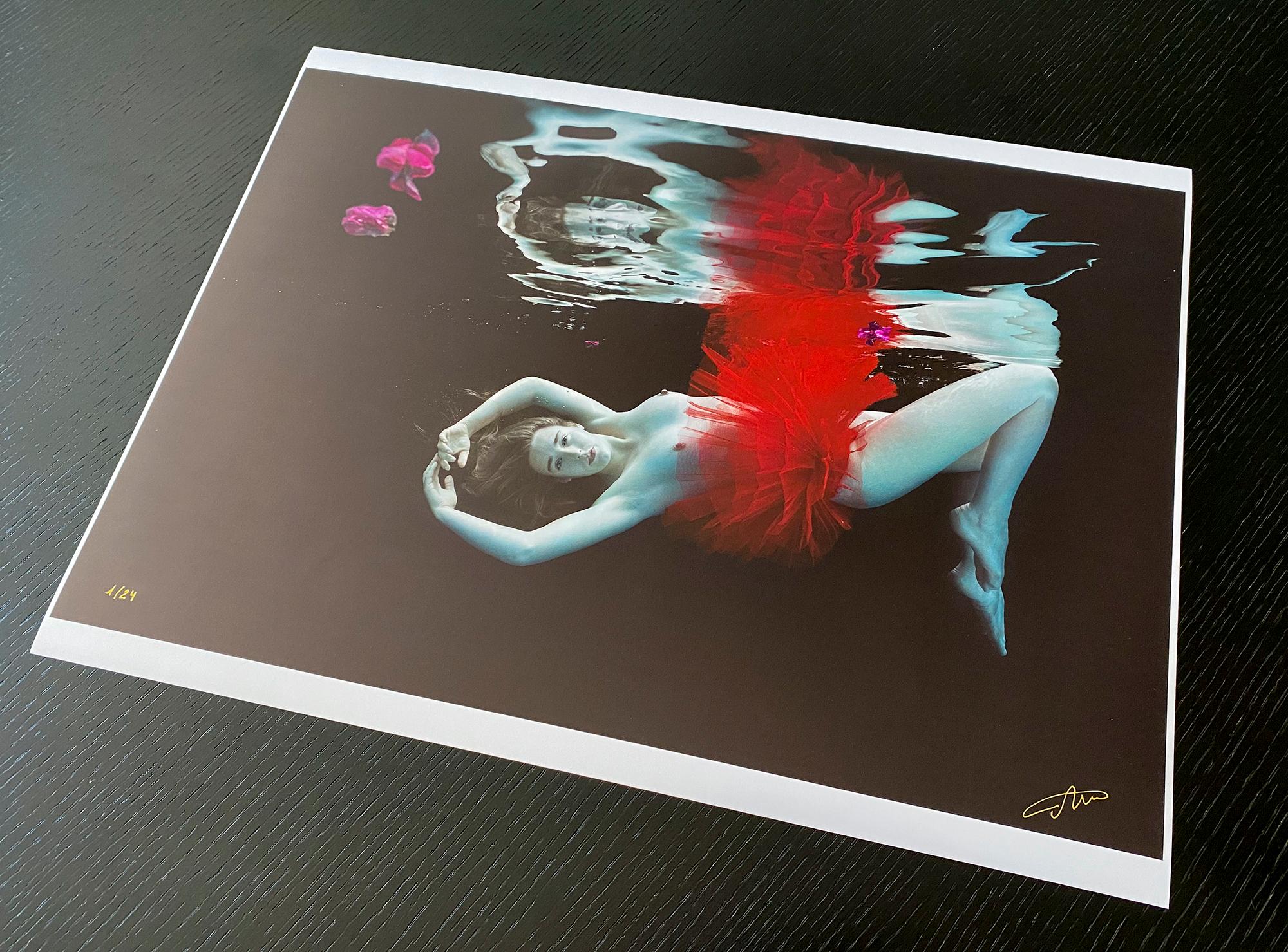 The Red and the Black - underwater nude photograph - archival pigment print - Photograph by Alex Sher