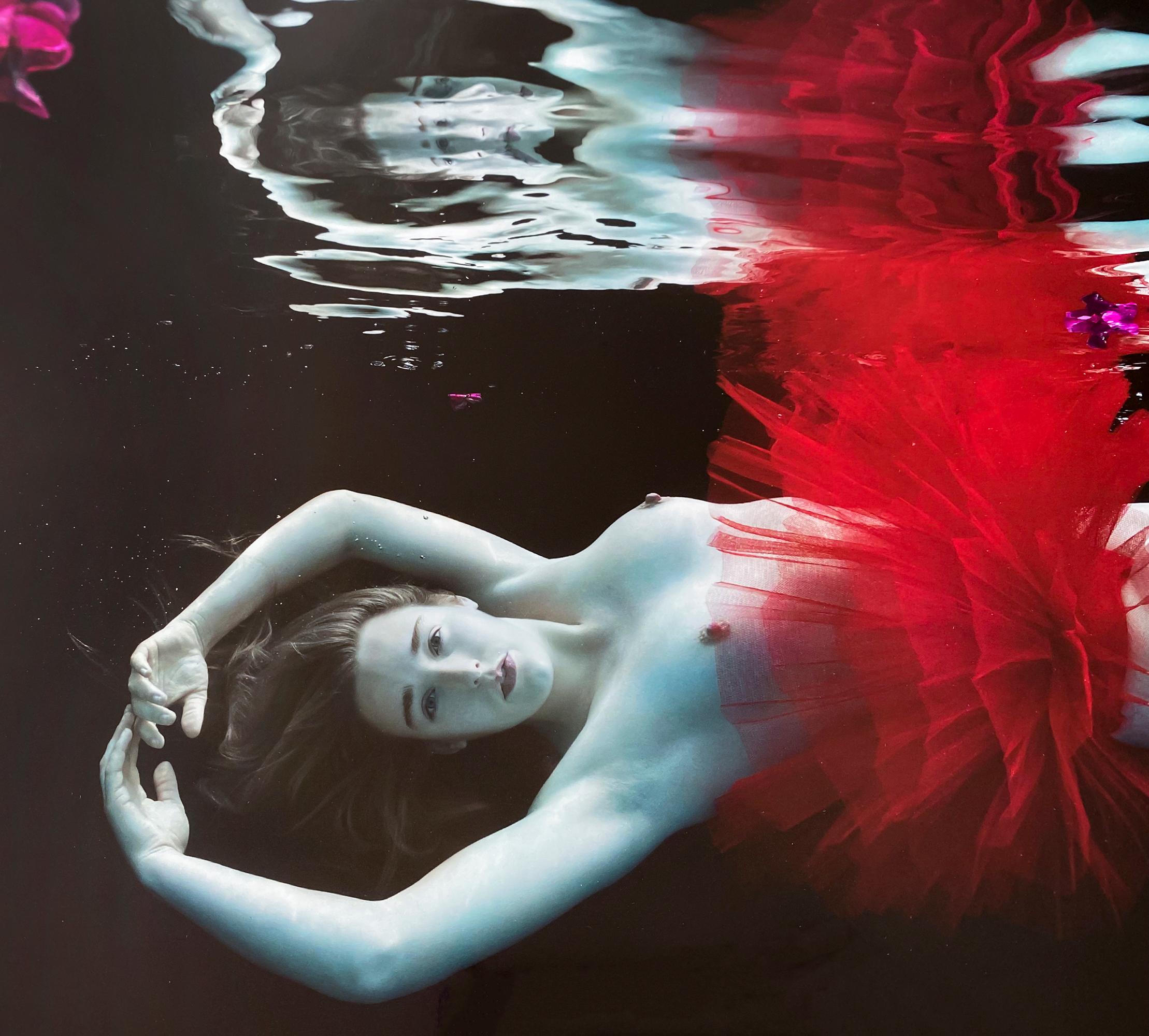 The Red and the Black - underwater nude photograph - archival pigment print - Contemporary Photograph by Alex Sher