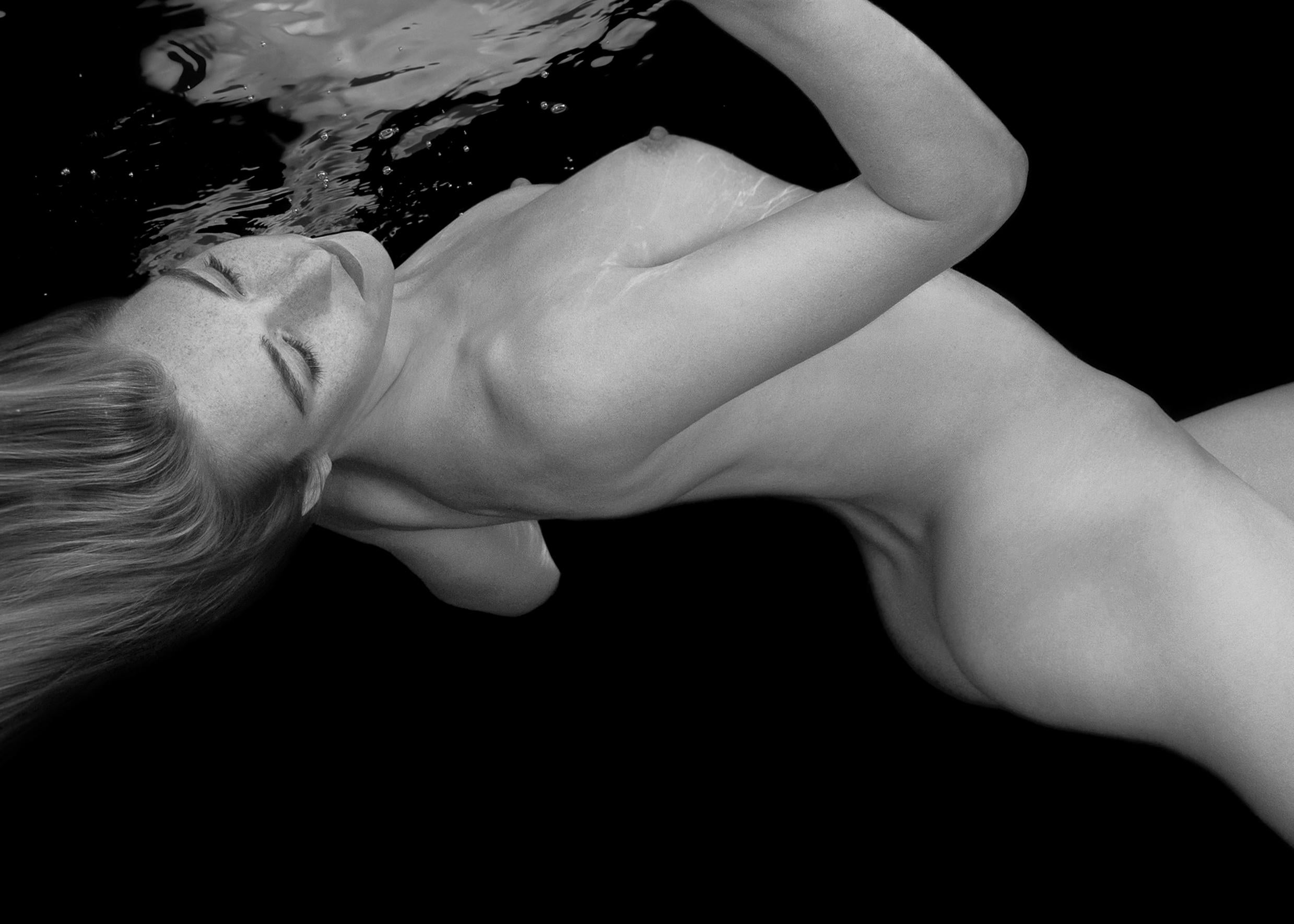 The Touch - underwater black & white nude photograph - archival pigment 24 x 35