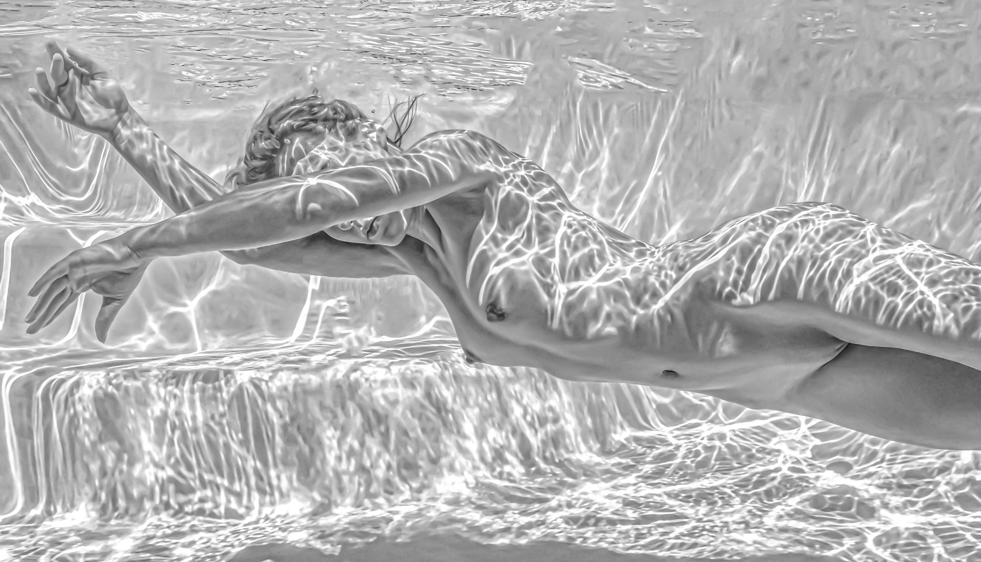 Thunderweb - underwater black & white nude photograph - print on aluminum 24x36