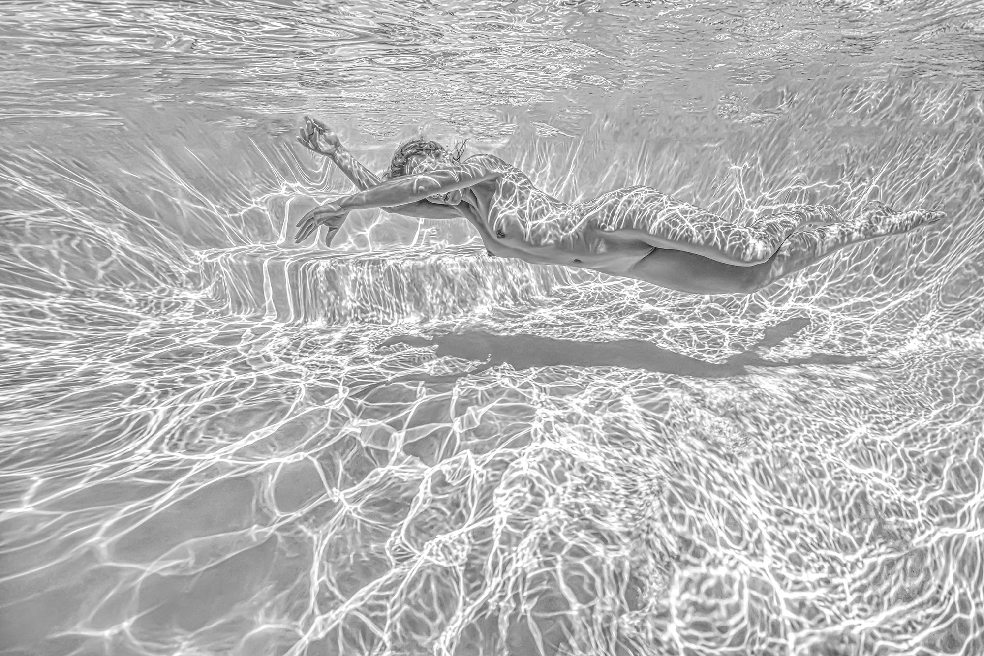 Alex Sher Black and White Photograph - Thunderweb - underwater black & white nude photograph - print on aluminum 24x36"