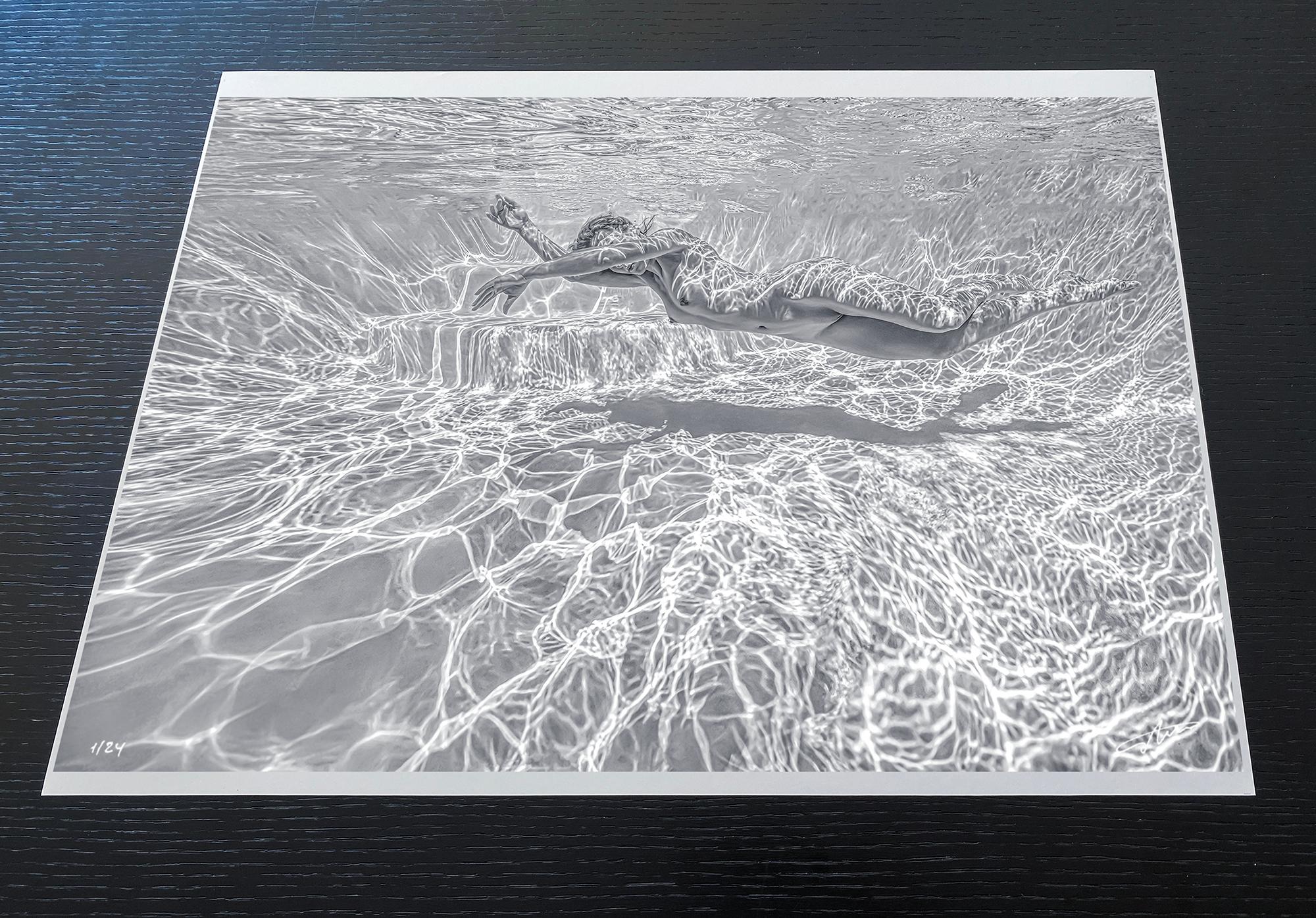 Whiting - photographie sous-marine de nu en noir et blanc - tirage sur papier 24