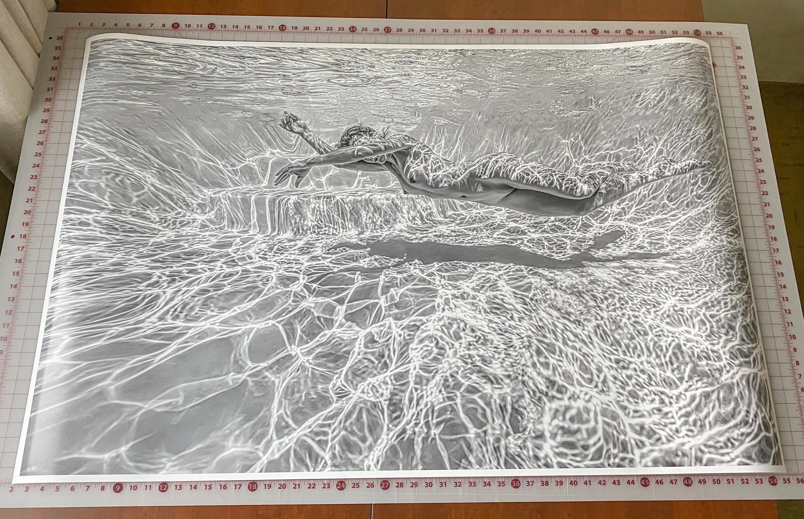 Thunderweb - underwater black & white nude photograph - print on paper 36