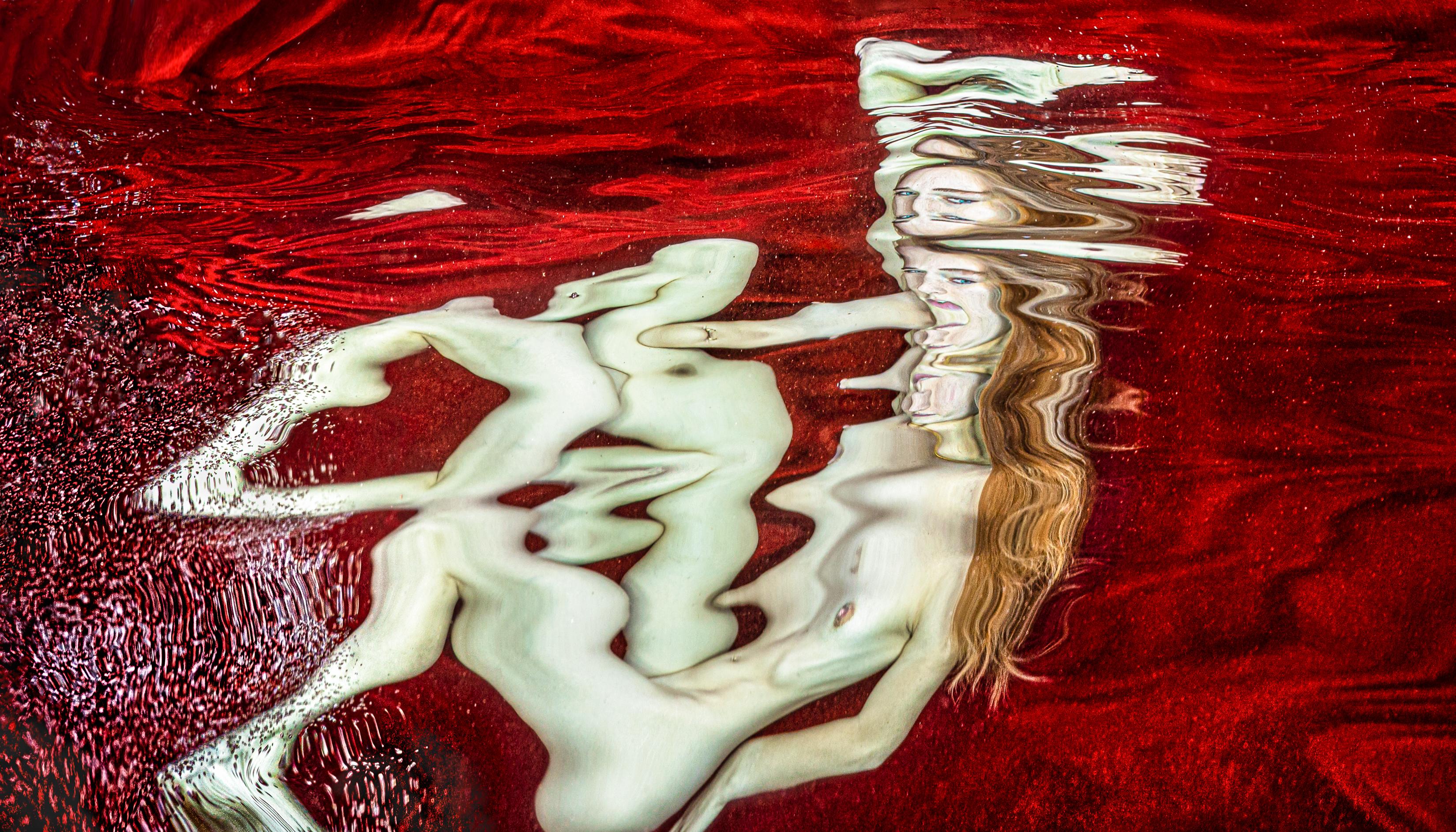 Alex Sher Nude Photograph - The Trouble - photograph of an underwater reflection - acrylic 28 x 48"