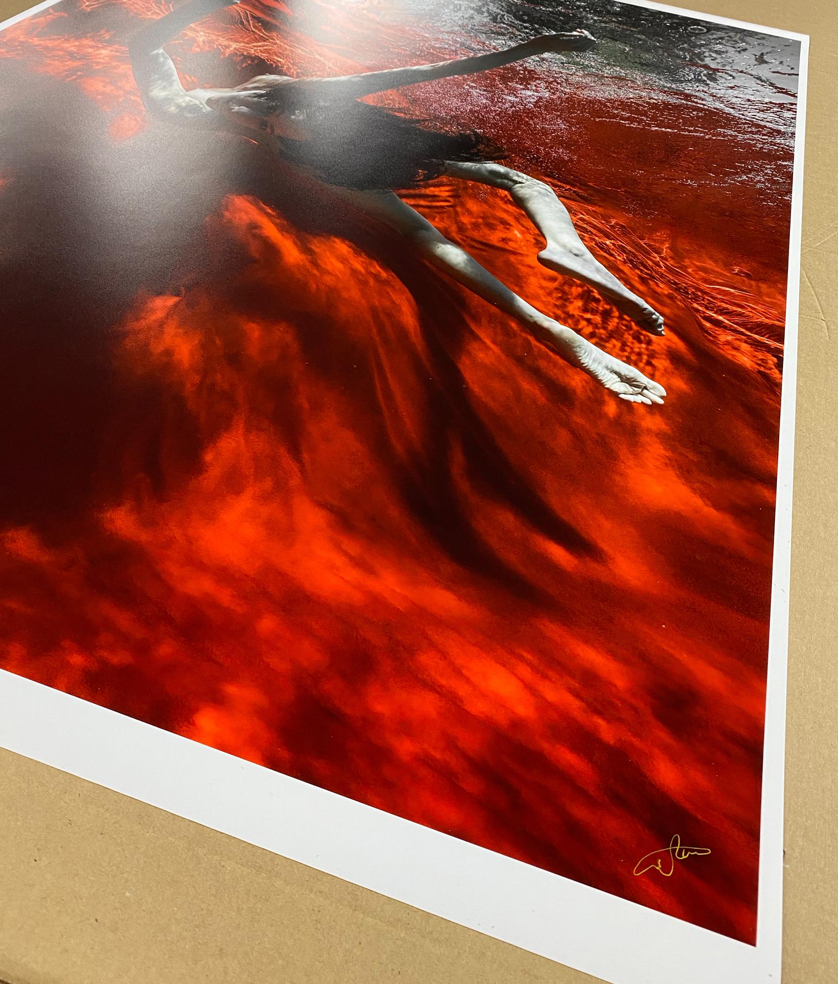 Wild Blood  - underwater nude photograph - archival pigment print 50x35