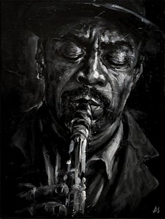 « Jazz Man », portrait impressionniste, acrylique sur toile, 2026