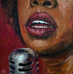 « Jazzy Lips », portrait impressionniste, acrylique sur toile, 2026