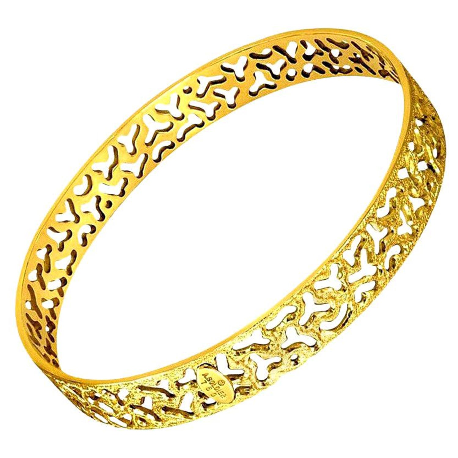 Alex Soldier 18 Karat Gold Hand-Textured Bangle Bracelet One of a Kind For  Sale at 1stDibs