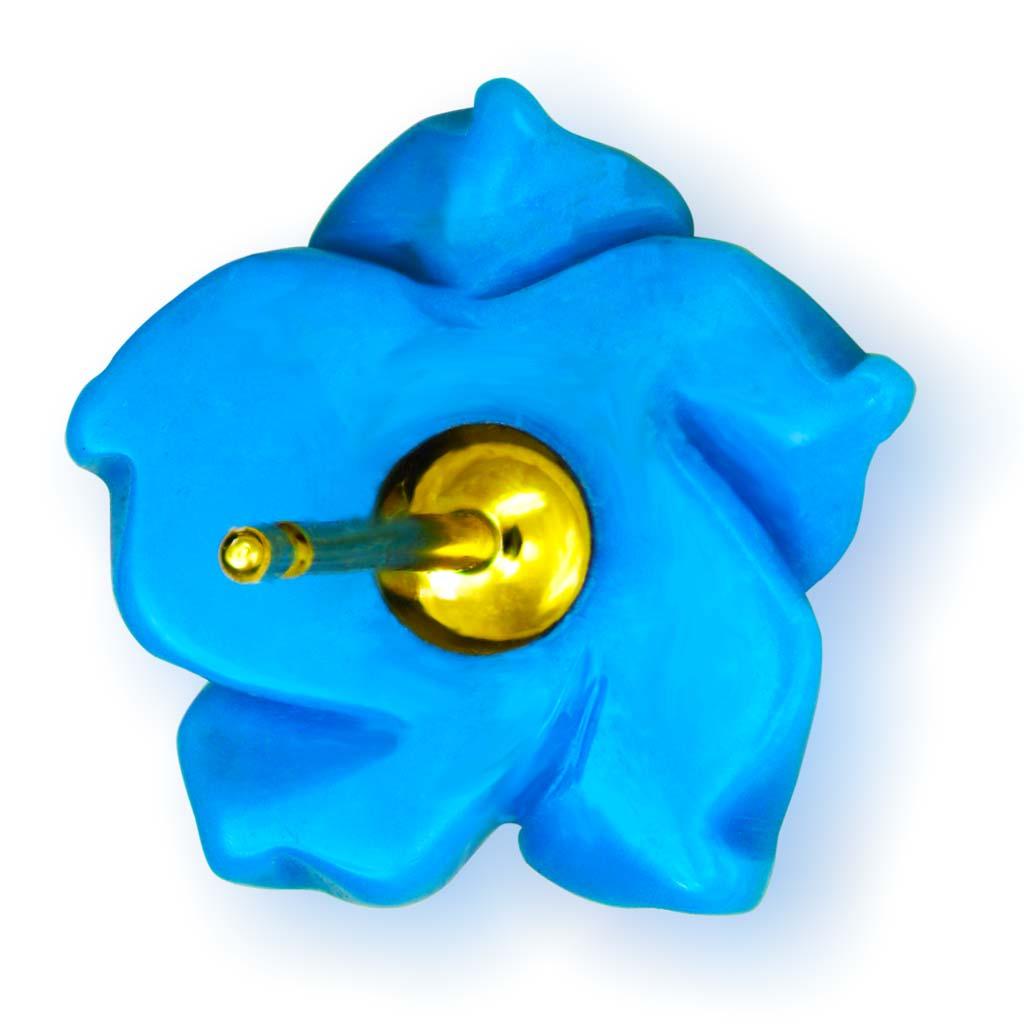 Taille rose Alex Soldier, boucles d'oreilles fleur en or 18 carats avec turquoise et topaze, uniques en leur genre en vente