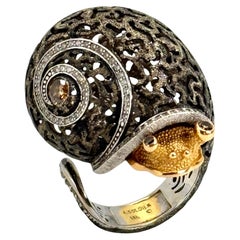 Alex Soldier 18K Gold Snail Ring with Diamonds