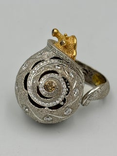 Alex Soldier 18k white gold and white and brown diamond cocktail ring