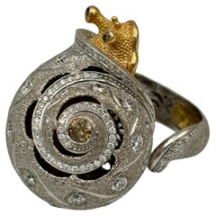 Alex Soldier 18k white gold and white and brown diamond cocktail ring