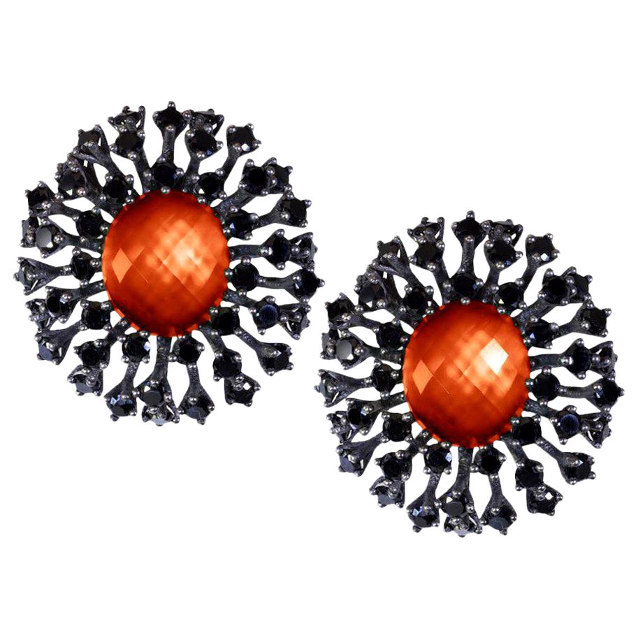 Alex Soldier Boucles d'oreilles Agate Quartz Spinelle Argent Sterling Platine foncé en vente