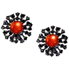 Alex Soldier Agate Quartz Spinel Sterling Silver Dark Platinum Stud Earrings