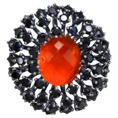 Alex Soldier Agate Quartz Spinel Sterling Silver Platinum Cocktail Ring