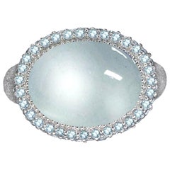 Alex Soldier Aquamarine Topaz Gold Textured Cocktail Ring One of a Kind