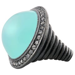 Alex Soldier Chalcedony Topaz Oxidized Sterling Silver Cocktail Ring