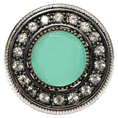 Alex Soldier Chalcedony Topaz Sterling Silver Platinum Orbit Cocktail Ring