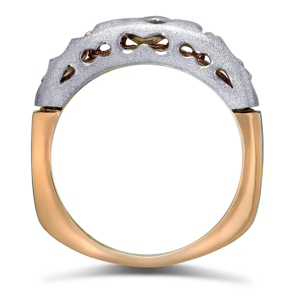 Taglio rotondo Alex Soldier Anello con diamante in oro rosa bianco fatto a mano a NYC in vendita