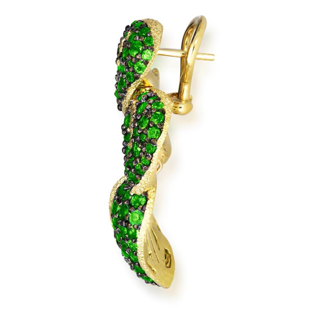 Chrome Diopside Tsavorite Garnet Gold Earrings One of a Kind In New Condition In New York, NY