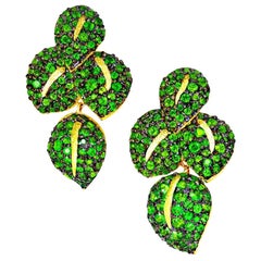 Alex Soldier Chrome Diopside Tsavorite Garnet Gold Earrings One of a Kind