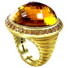 Alex Soldier Citrine Spessartite Garnet Gold Cocktail Ring One of a Kind