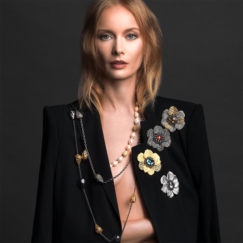 Taille coussin Alex Soldier, broche pendentif tête de lit en or, argent sterling et citrine spinelle en vente