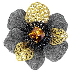 Alex Soldier, broche pendentif tête de lit en or, argent sterling et citrine spinelle