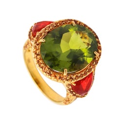 ALEX SOLDIER Bague Cocktail en Or 18Kt avec 14.84 Ctw en Péridot et Opales de Feu