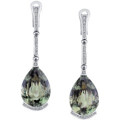 Alex Soldier Csarite Diamond White Gold Swan Drop Earrings One of a Kind