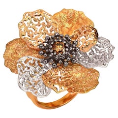Alex Soldier Anello con diamante in oro 18 carati con fiore della vita e della speranza