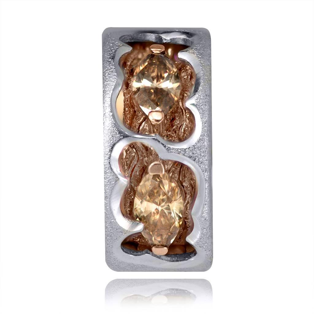 Alex Soldier Hidden Realms Diamond Earrings in 18 karat rose and white gold with champagne diamonds: 1.12 ct. Handmade in NYC.  

About The Artist:
Known for his elaborate metalwork, distinctive style and unparalleled craftsmanship, Alex Soldier
