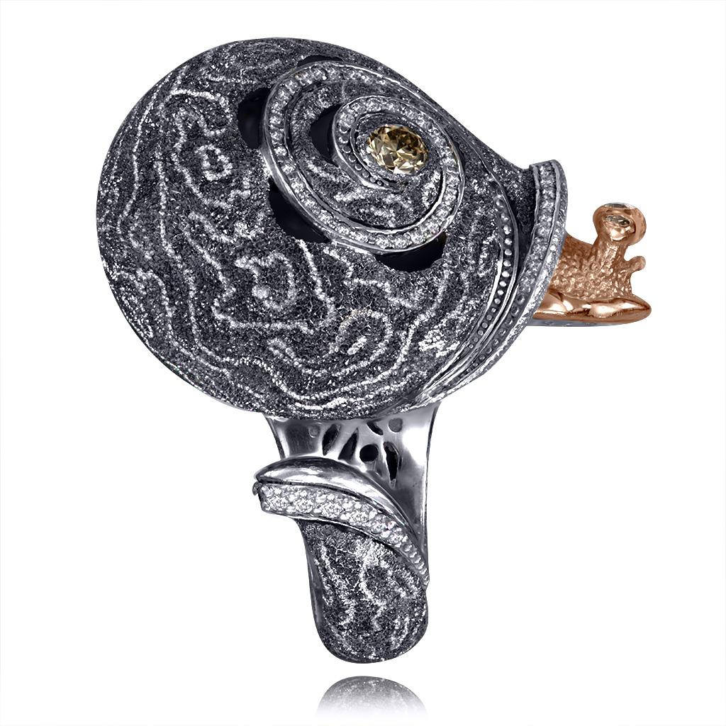 Alex Soldier Diamond 18k Gold Sterling Silver Hand-Textured Codi the Snail Ring 1
