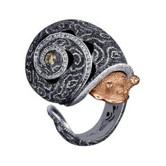 Alex Soldier Diamond 18k Gold Sterling Silver Hand-Textured Codi the Snail Ring