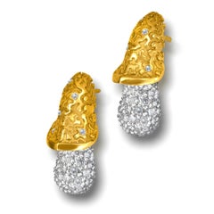 Alex Soldier Diamond and Gold Acorn Stud Earrings One of a kind Handmade in NYC