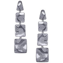 Alex Soldier Diamond Drop Textured White Gold Earrings One of a Kind