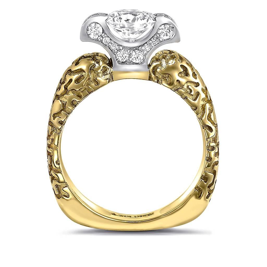 Alex Soldier Diamante Oro Anillo de compromiso Cóctel Único Hecho a mano en NYC Contemporáneo en venta