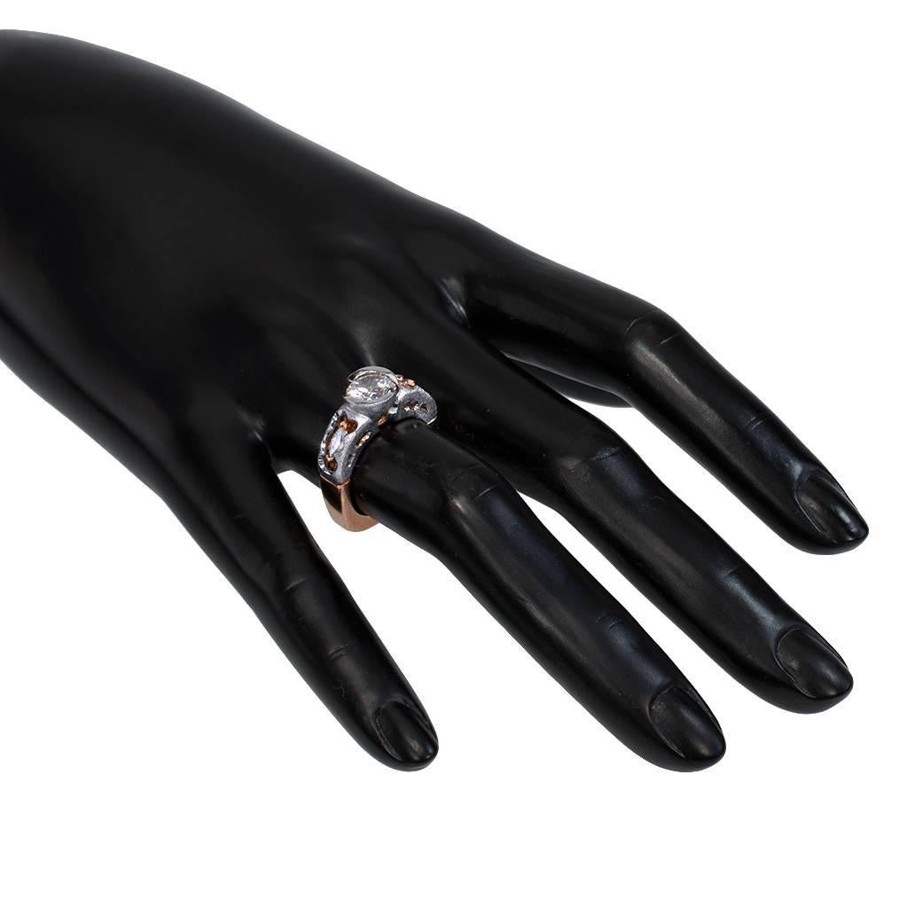 Alex Soldier Diamond Gold Engagement Cocktail Ring One of a kind Handmade in NYC (Bague de fiançailles en or avec diamant) Fait à la main à New York Unisexe en vente