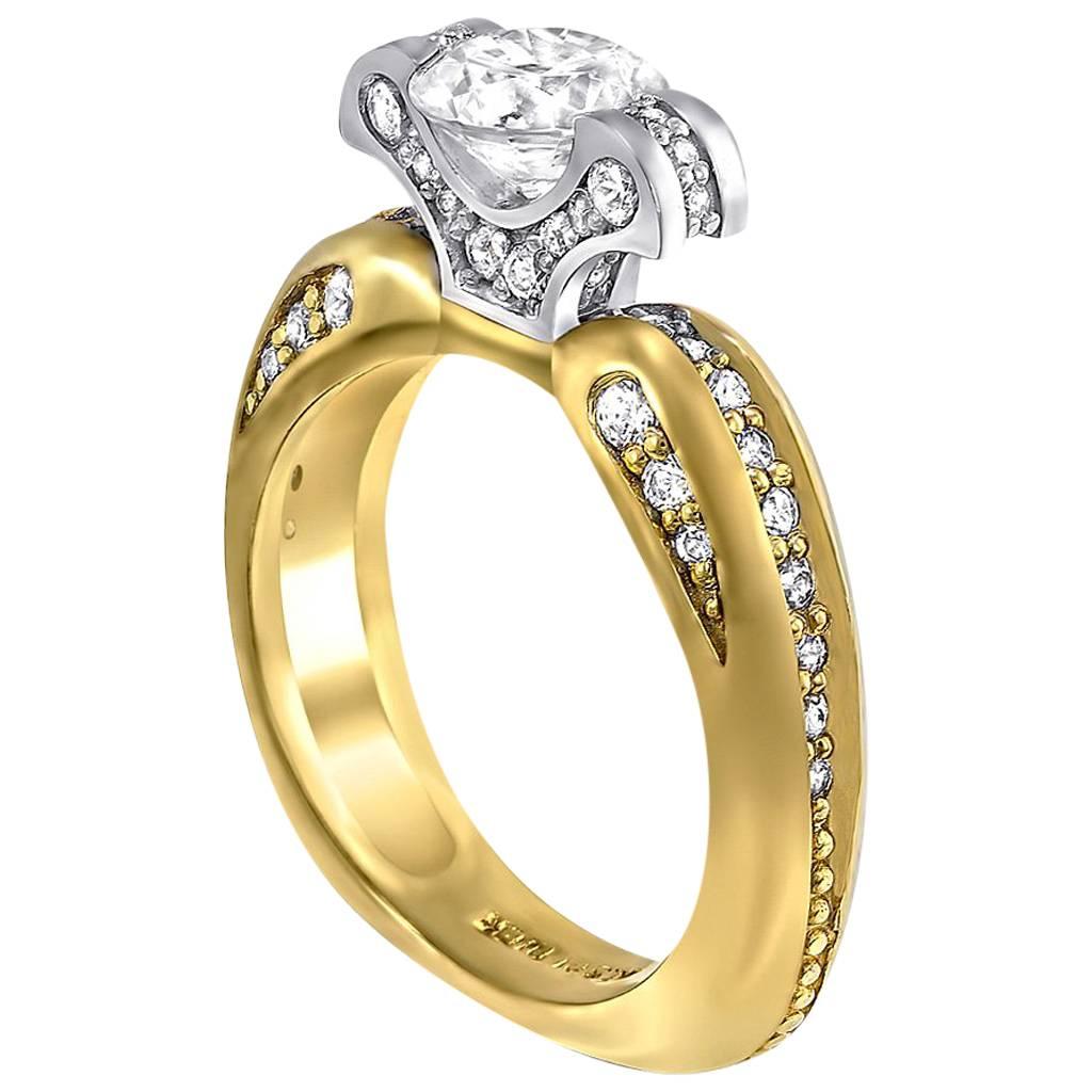 Alex Soldier Anello di fidanzamento in oro con diamanti, unico nel suo genere e realizzato a NYC