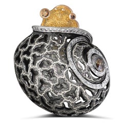 Alex Soldier Diamond Gold Hand-Textured Codi the Snail Ring One of a Kind
